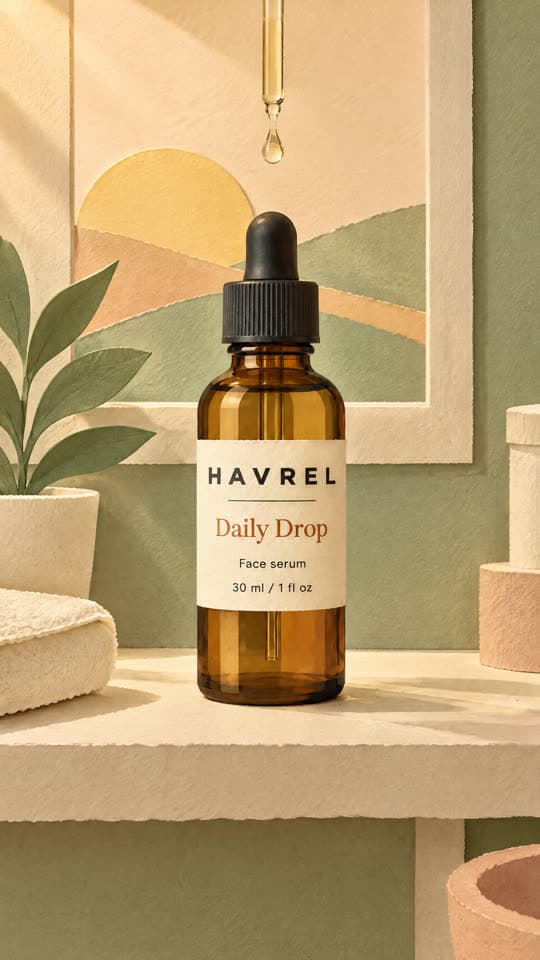 Rejected take 2 of the HAVREL paper scene: a second glass pipette hangs above a bottle that already has its dropper