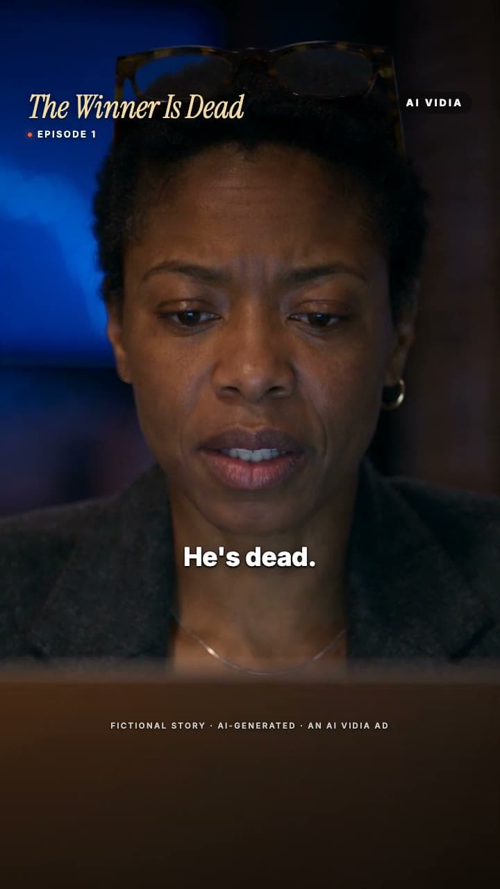 Episode The Winner Is Dead: late at night Nina tells her team their best ad has stopped working, Sam phones AI Vidia, and on day 3 the team opens the first batch of new SAELIN ads and cheers