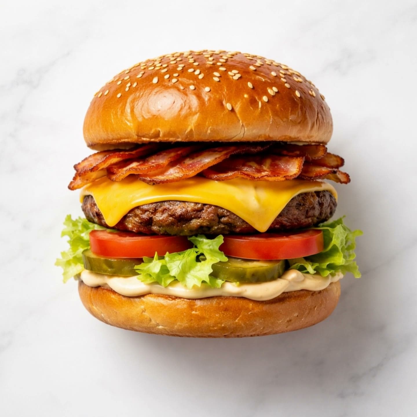 Filmisk, AI-genereret madanimation med en cheeseburger.