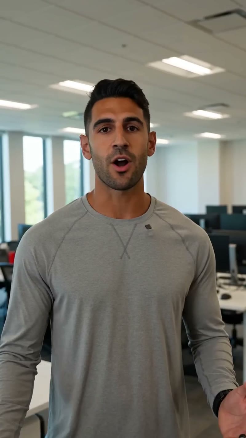 AI UGC creator talking to camera. Vertical social ad