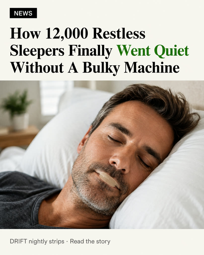 AI-generated spec ad for a fictional brand: news-style advertorial for a sleep strip brand